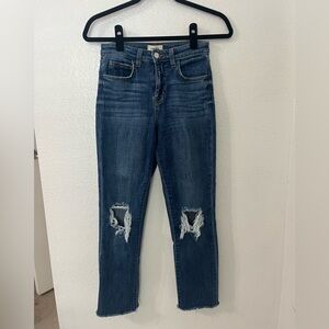L'AGENCE Dark Blue Distressed Skinny Jeans
